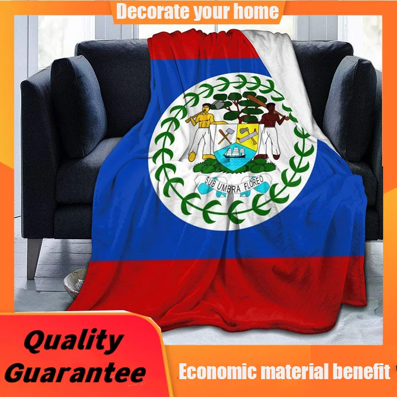 

OHMYCOLOR Fleece Blanket Belize Flag Microfiber Lightweight Blankets Super Soft Bed Linen Cozy SofaYoga Mats Blankets Throw