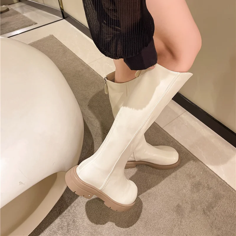 

Новинка 2023, зимняя женская обувь до колена, кожаная обувь на платформе, женские длинные сапоги, Офисная Женская обувь Botas Mujer