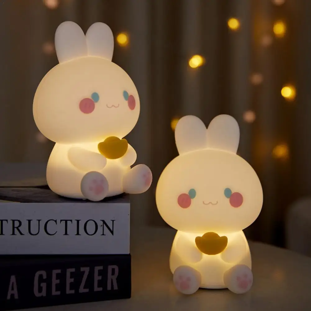 

Перезаряжаемая светодиодная силиконовая лампа в спальню, для детей, в виде милых животных, свиньи, кролика, с регулируемой яркостью, подарок для праздника