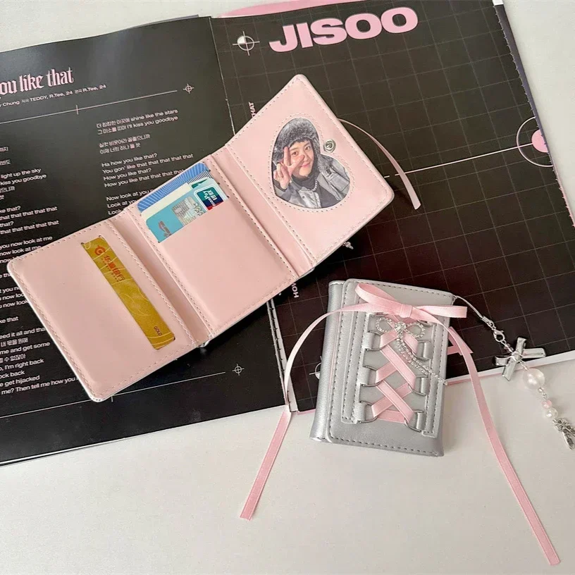 Корейская INS балетная лента с бантом серебряная сумка для карт из искусственной