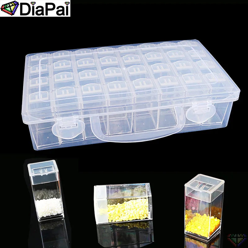 

DiaPai 32 Grid Boxs Diamond Painting Tools Accessories Storage Box Beads Container Embroidery Stone Mosaic Convenience Box