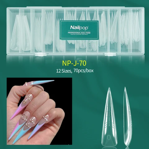 Механические формы для ногтей Nailpop, 70/140 шт., прозрачные