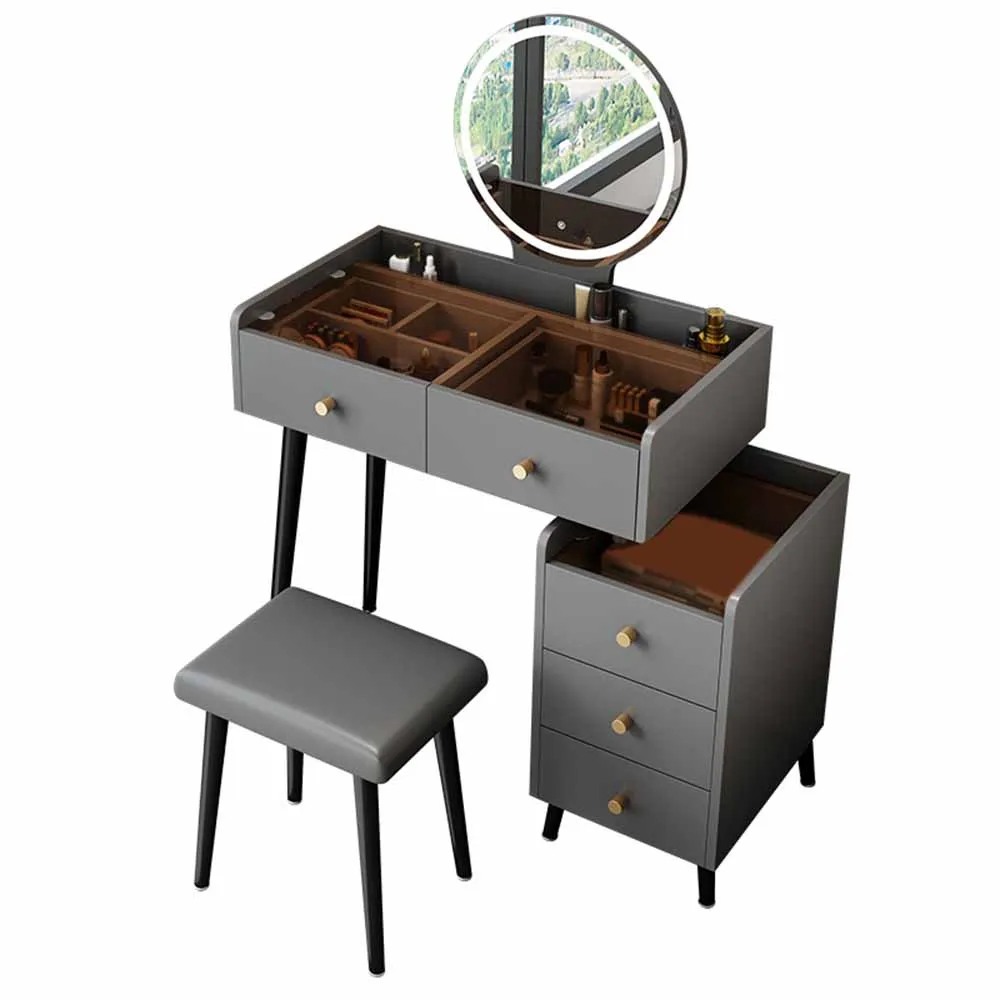 

Dressers Bedroom Makeup Table Modern Minimalist With Household Tempering Glass Desktop Storage Vanity Desk