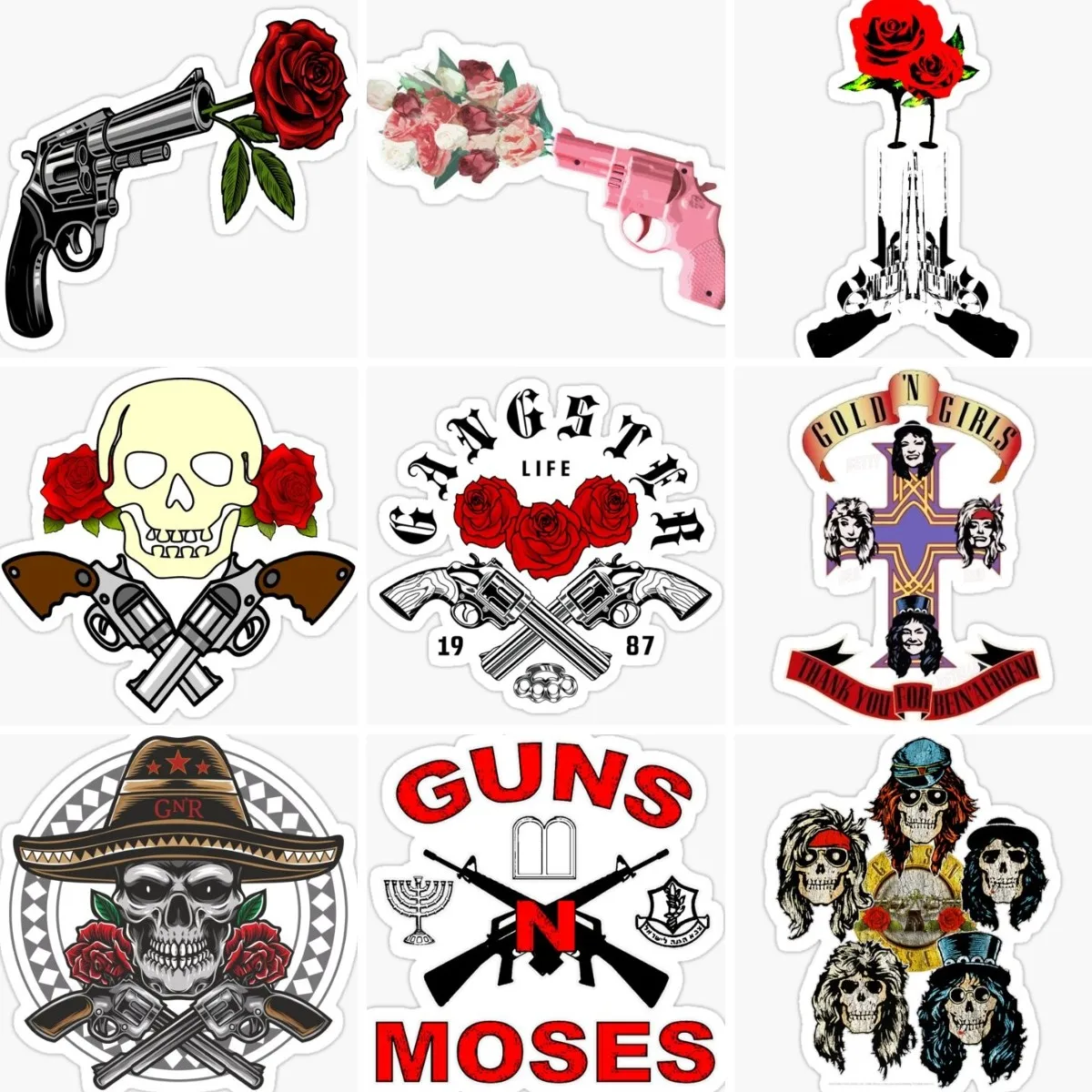 

Guns N Roses Rock Band Sticker Laptop Motorcycle Window Wall Accessories Camper Bike Car Truck Van Glass PVC Decal Customizable