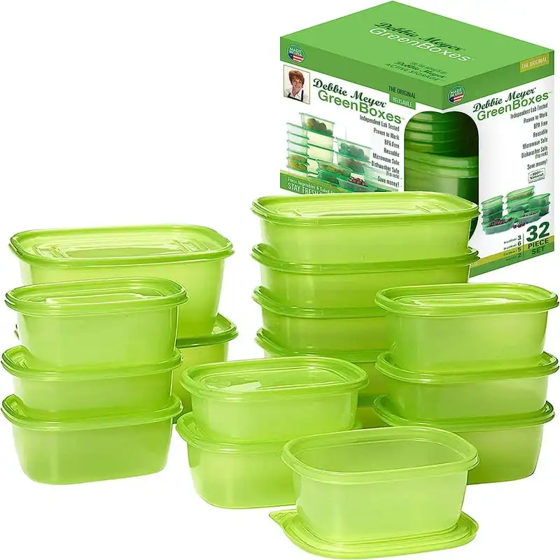 

Green Box Food Storage Containers, Microwave-Safe, 32-Piece