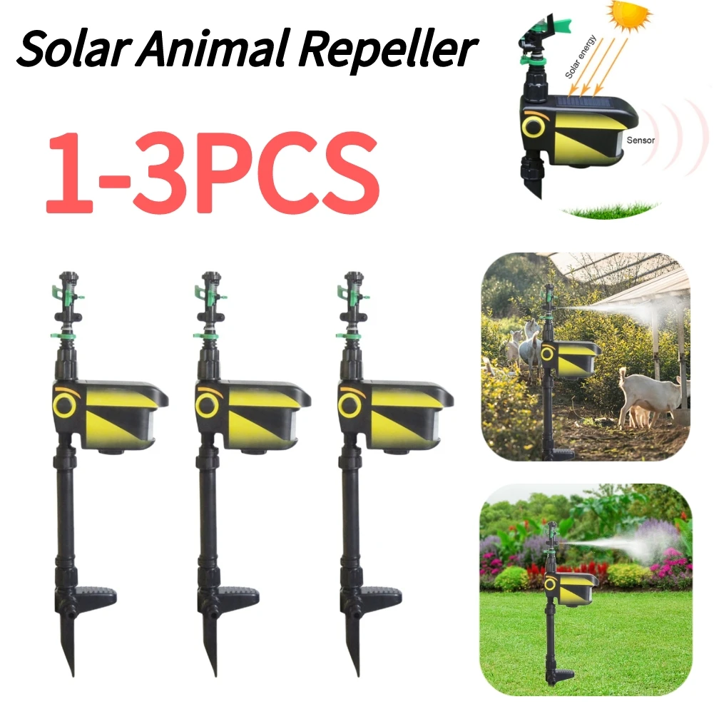 

Sprinkler Automatic Rotating Large Area Solar Powered Motion Activated Animal Repeller Sprinkler Garden Animal Deterrent