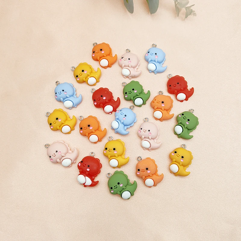 

Youga 22*27mm Resin Baby Dinosaur 20pcs/Pack Color Mixed Pendant for Earrings Necklace Bracelet DIY Making Kids Jewelry Gifts