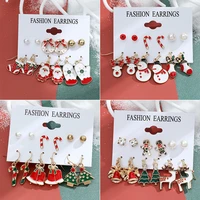 new trend christmas earring set female winter snowflake tree snowman bell earring fashion christmas ball earring jewelry gift