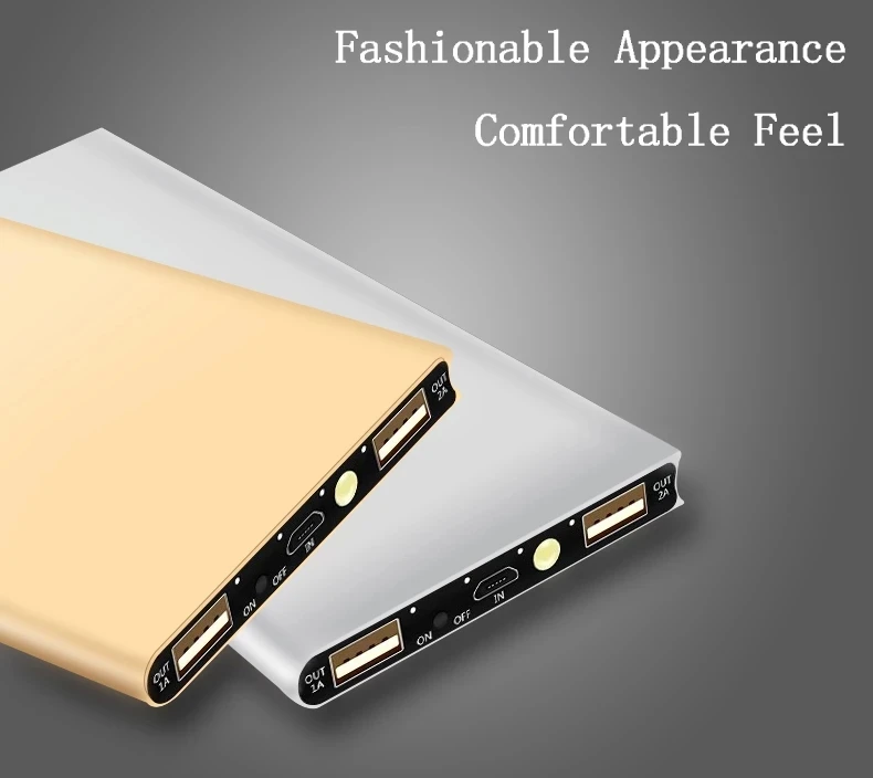 Солнечная внешняя батарея мощностью 50000 мАч Power Bank с 2 USB-портами LED-фонарик Портативное зарядное устройство для мобильного телефона Xiaomi mi iphone 7 8 X on.