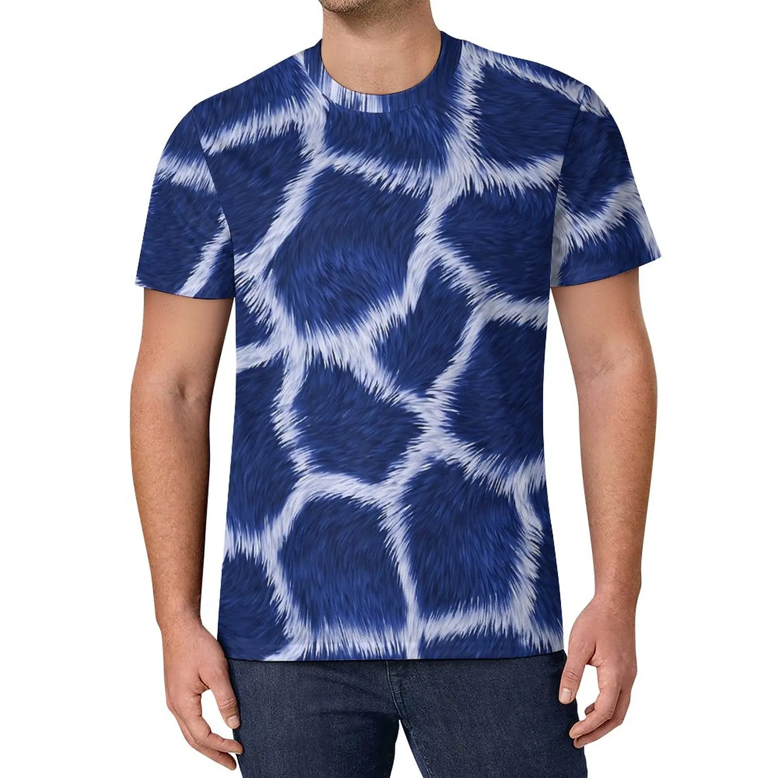 

Голубая футболка с изображением жирафа, трендовые футболки с животным принтом, потрясающая футболка для пары, Пляжная футболка с коротким рукавом, индивидуальные футболки