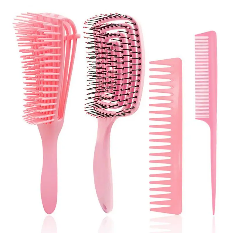 

4PC/Set Detangling Hair Brush Scalp Massage Hair Comb Detangling Brush For Curly Hair Brush Cutting Comb Hair Trimmer Brushes