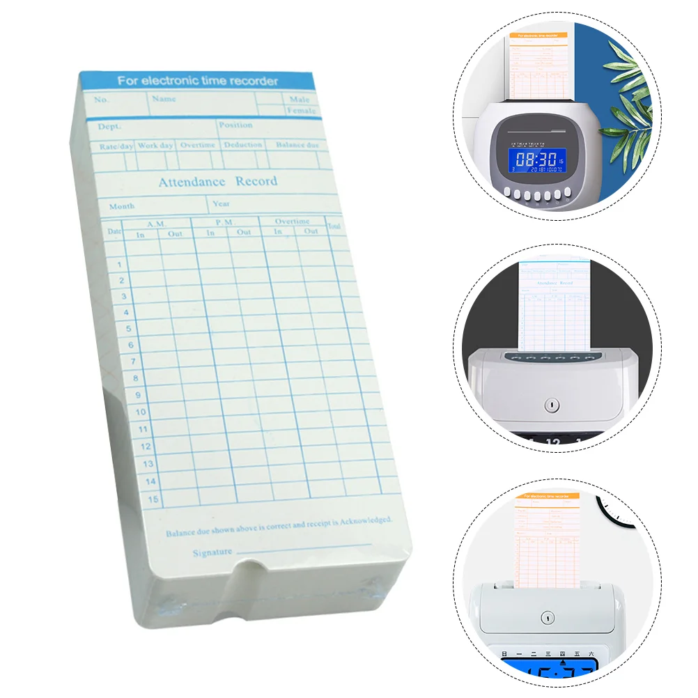 100 Sheets Attendance Card Sufficient Quantity Record Paper Thicken Useful Recording for Employee Easy to
