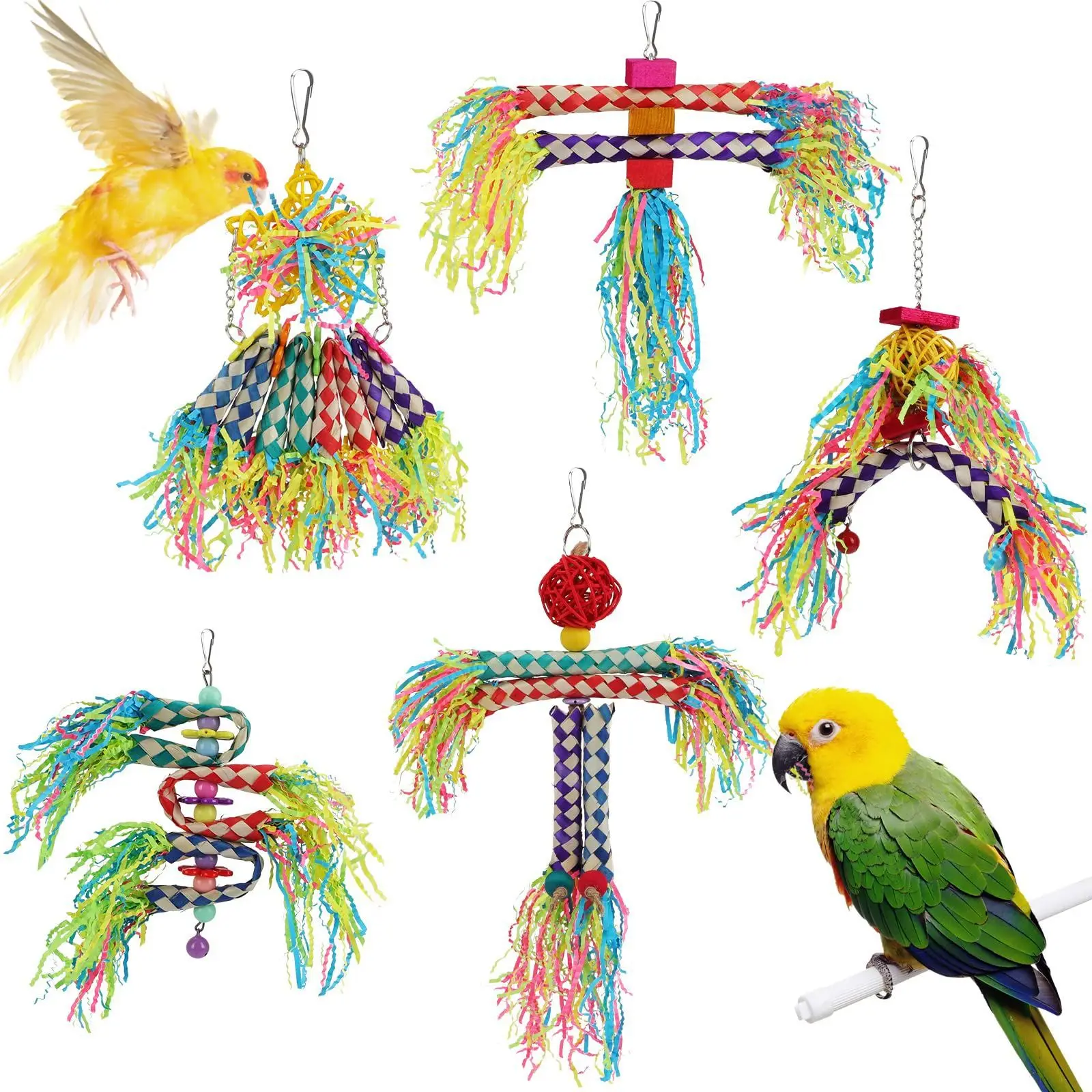 

Garden Pets Parrot Toys Domestic Bird Parrots Chew Bird Toys Brushed 5-piece Set Color Random Matching Bird Accessories