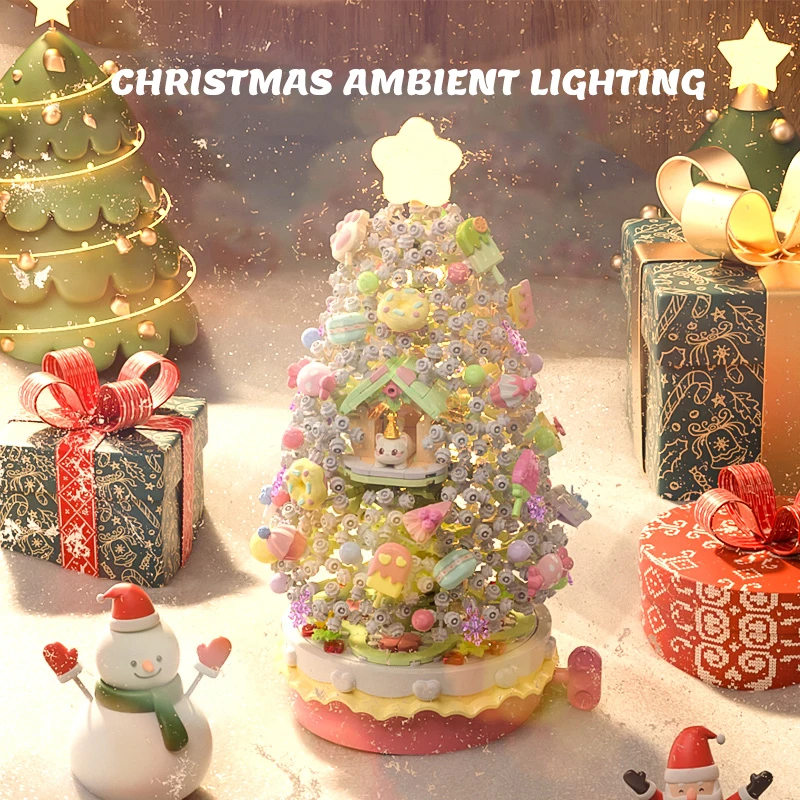 SEMBO 1365 шт. Милая Рождественская елка строительные блоки кот звезда торт модель