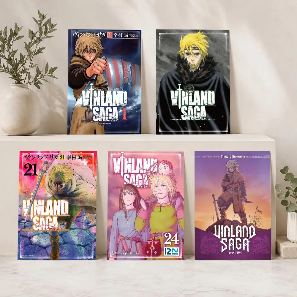 Фото Постеры-наклейки с аниме V-Vinland Saga, HD-печать, самоклеящиеся, современное искусство для спальни, гостиной, домашнего декора, наклейки на стену, подарок №1
