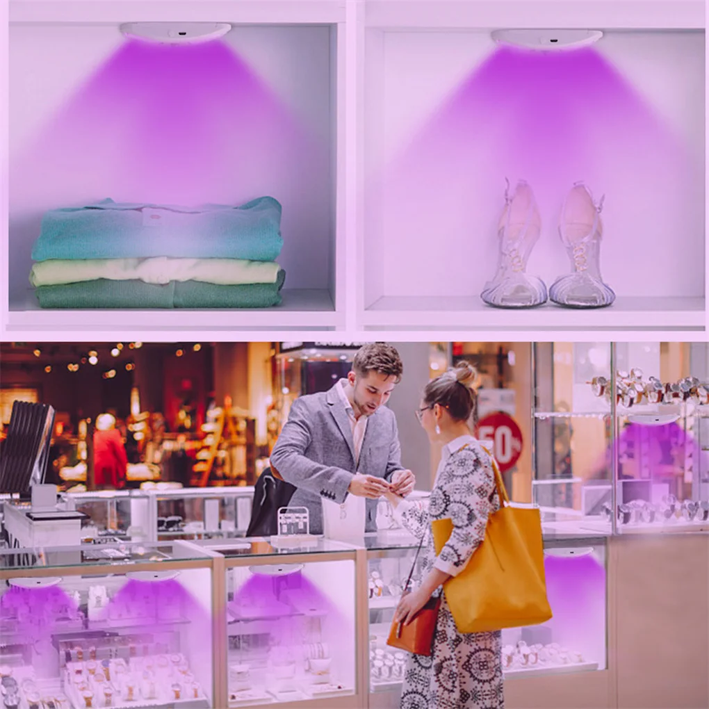 

USB UV Lamp Motion Sensor Rechargeable Night Light Cabinet Wardrobe Fridge UV Purple Light, 1pc