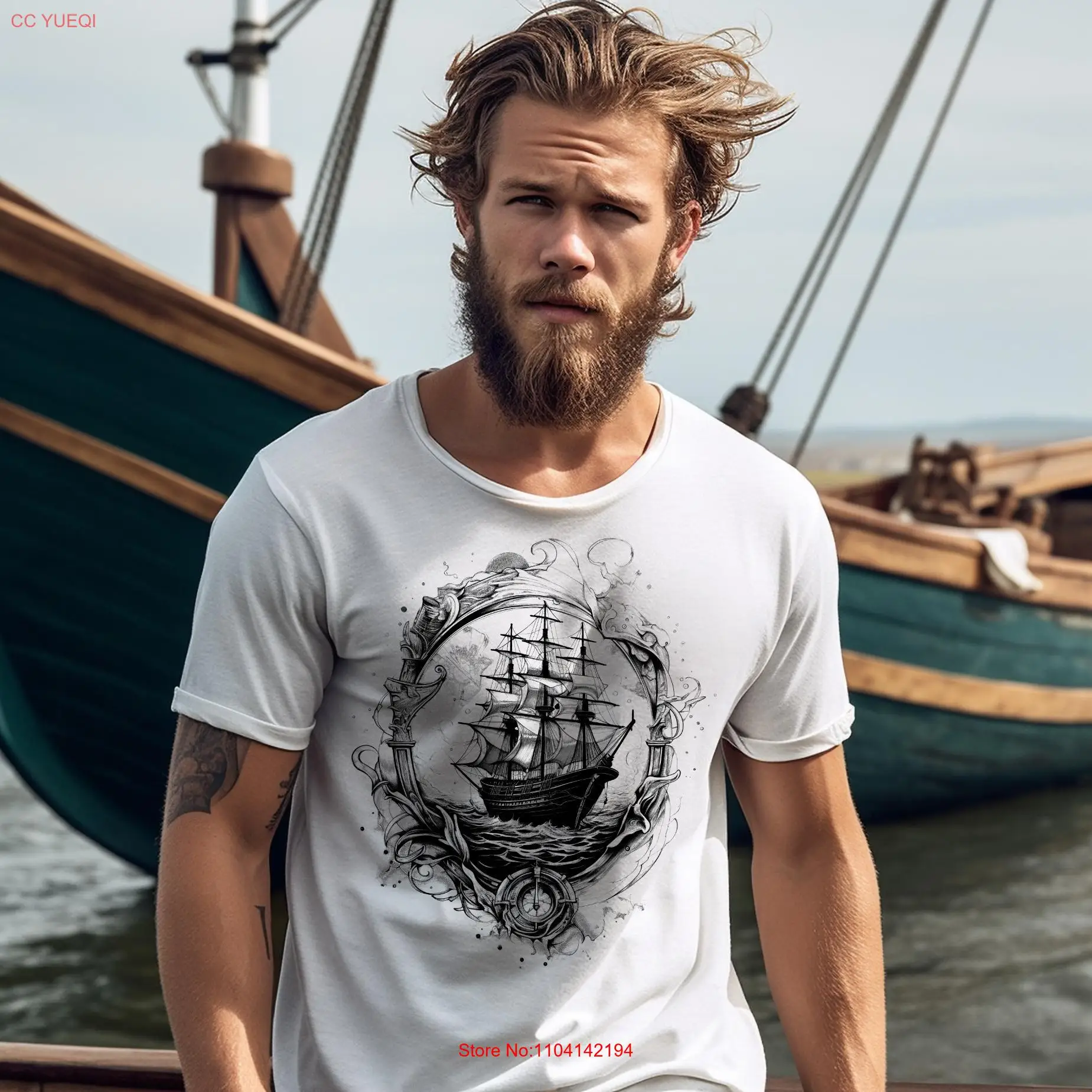 Футболка с парусным кораблем капитанские парусные лодки морской рисунок
