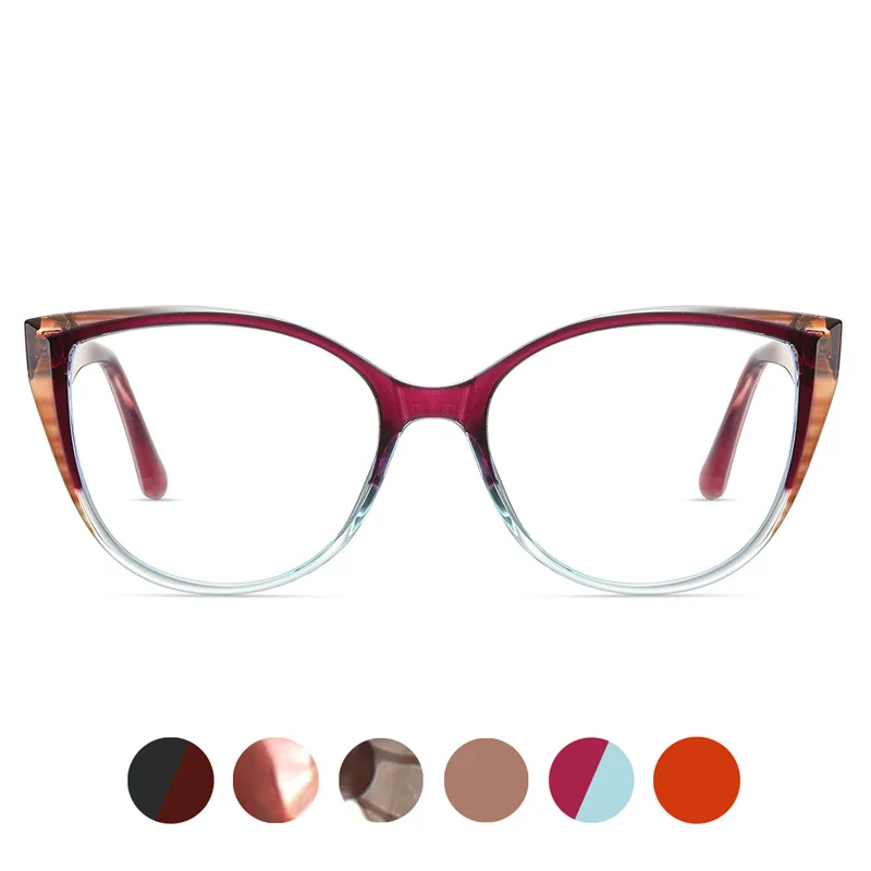 

87224 TR90 Plate Foot Eye Frame Cat Eye Flat Mirror Anti Blue Light Eye Frame Computer Glasses Frame