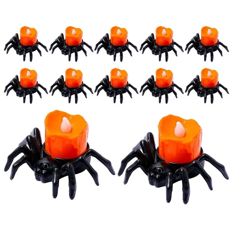 

Battery Tea Light 12 Pieces Decorative Candle Lights Flameless Pumpkin Tealights Holiday Props For Carnival Themed Parties