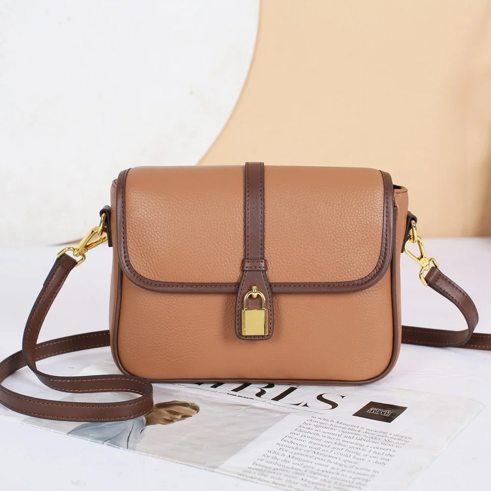 

quality luxury brand Genuine leather women's square high sense small bag, togo, cowhide, cross body shoulder bag 8860