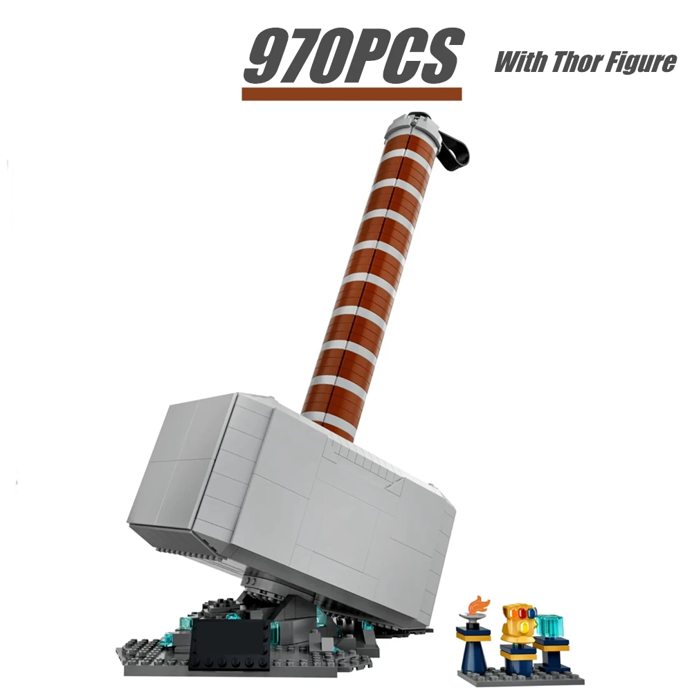 

2022 New 76209 Marveling Thor Hammer Super Heroes Toy Weapon Thor Thunder Hammer Infinity Mjolnir Building Block Brick Kid Gift