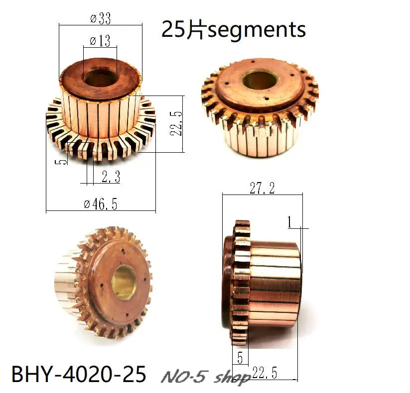 

5pcs 32.5x13x22.5(27.2)x25P Copper Bars Electric Motor Commutator