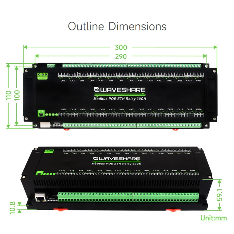 30-канальный релейный модуль Ethernet Modbus RTU/Modbus TCP протокол PoE с различными схемами