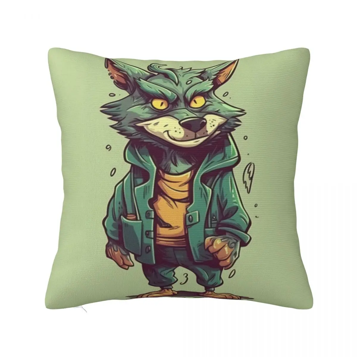 

Wolf Pillow Case Cartoon Nature Style Spring Cute Pillowcase Polyester Travel Zipper Cover