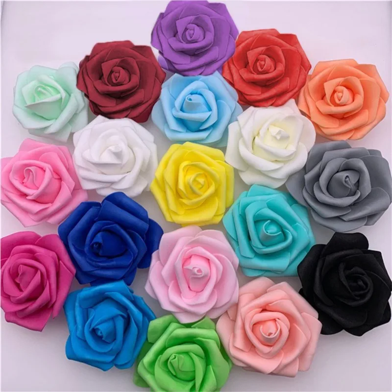 

50Pcs 6.5cm Foam Rose for Bear Artificial Flowers Diy Gifts Box Wedding Decorative Christmas Home Decor Blue
