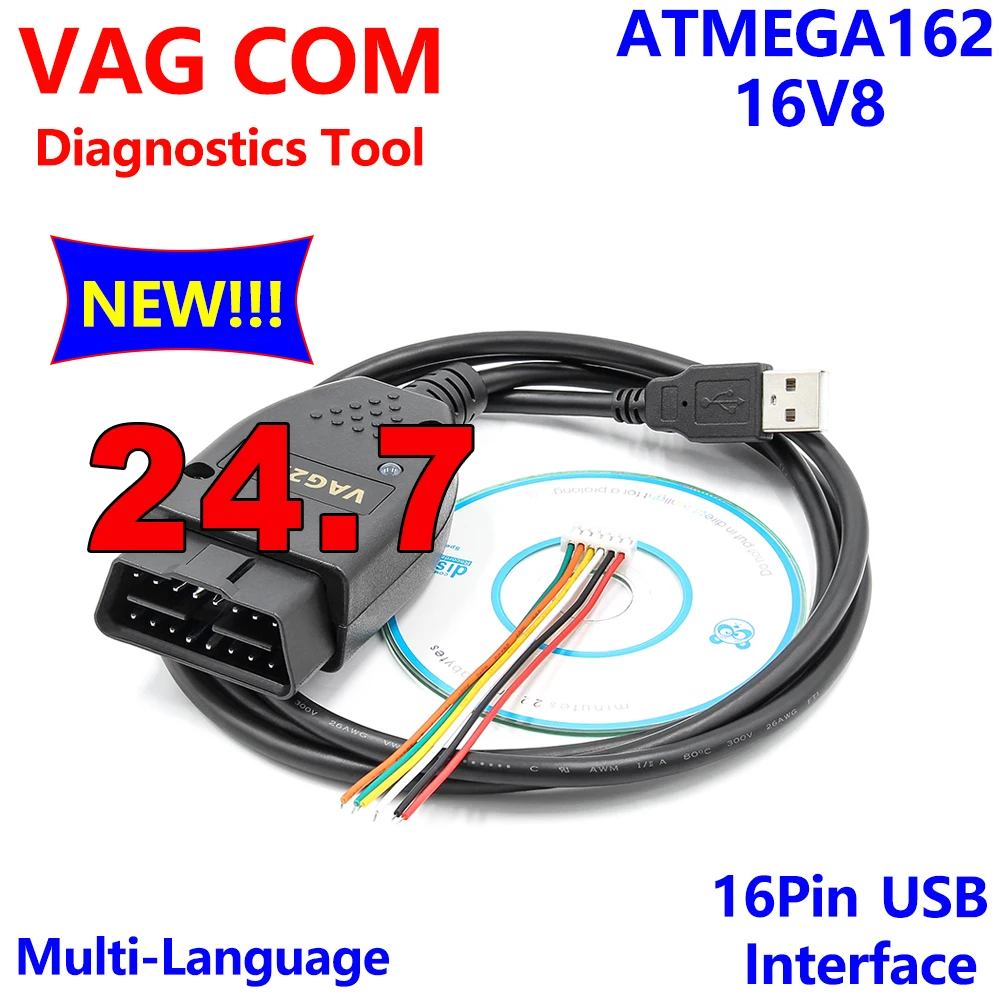 

25.3 VAG COM OBD2 USB-интерфейс ATMEGA162 16V8 Чип VAGCOM Диагностические инструменты Система сканера полностью совместима для VW AUDI VAG Mode