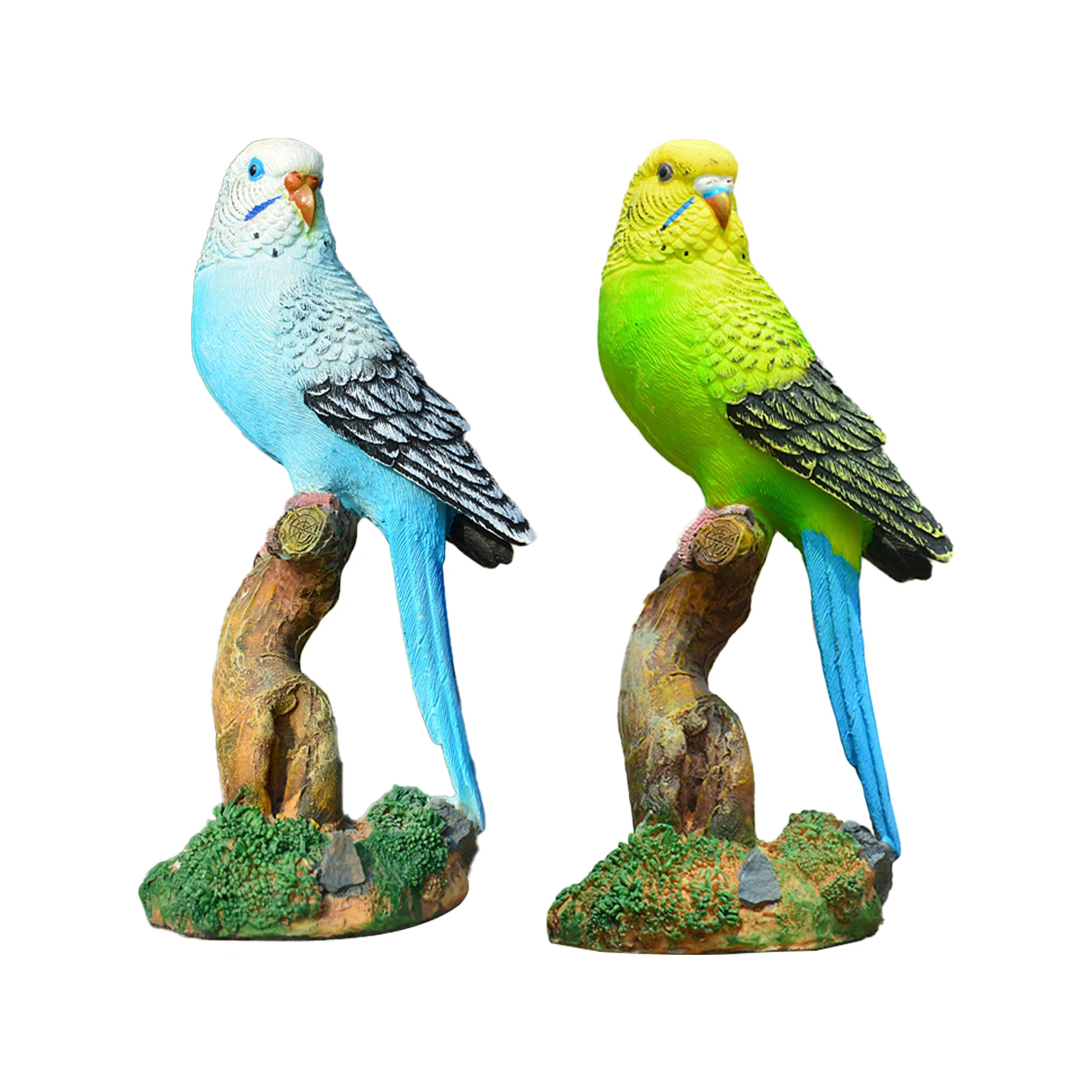 

2pcs Outdoor Colorful Lifelike Yard Standing On Tree Garden Decor Birds Lovers Bright Tropical Lawn Parrot Statues Patio