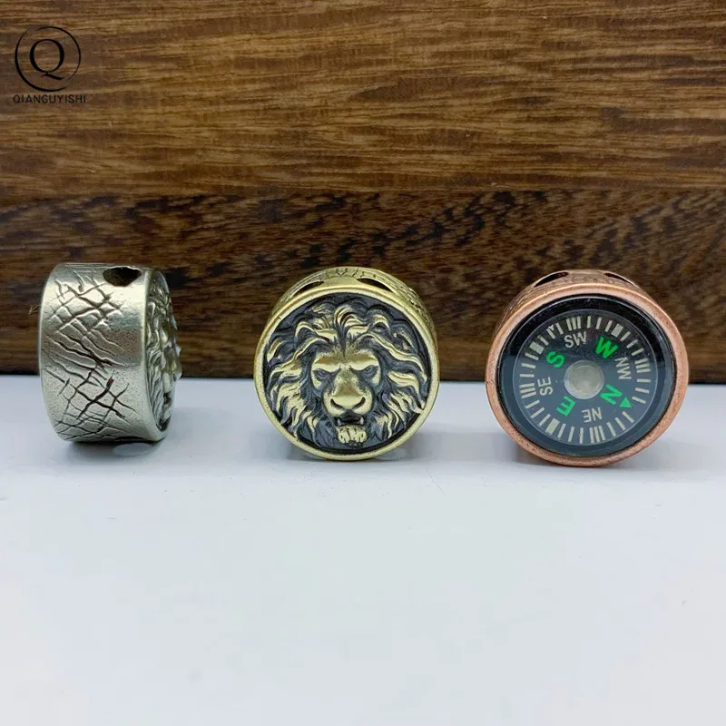 Латунный подвесной нож с компасом в виде короля льва креативные медные брелоки