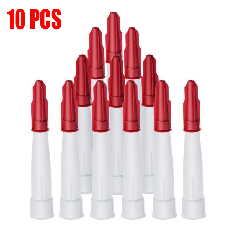 10pcs Caulking Gun Nozzles Spare Silicone Nozzle Re-Sealable Plastic Glass Glue Nozzles With Screw Cover