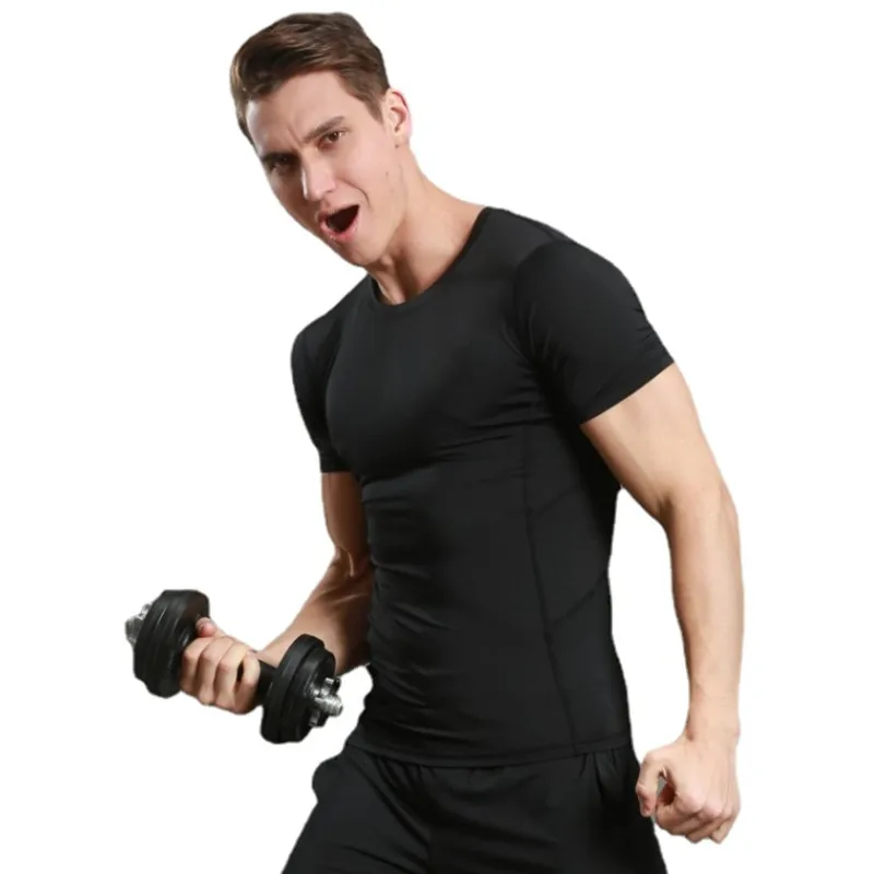Summer Men's T-shirt Tight-fitting Short-sleeved Running Sports Fitness T-shirt Quick-drying High Elastic Sweatshirt Men's Top