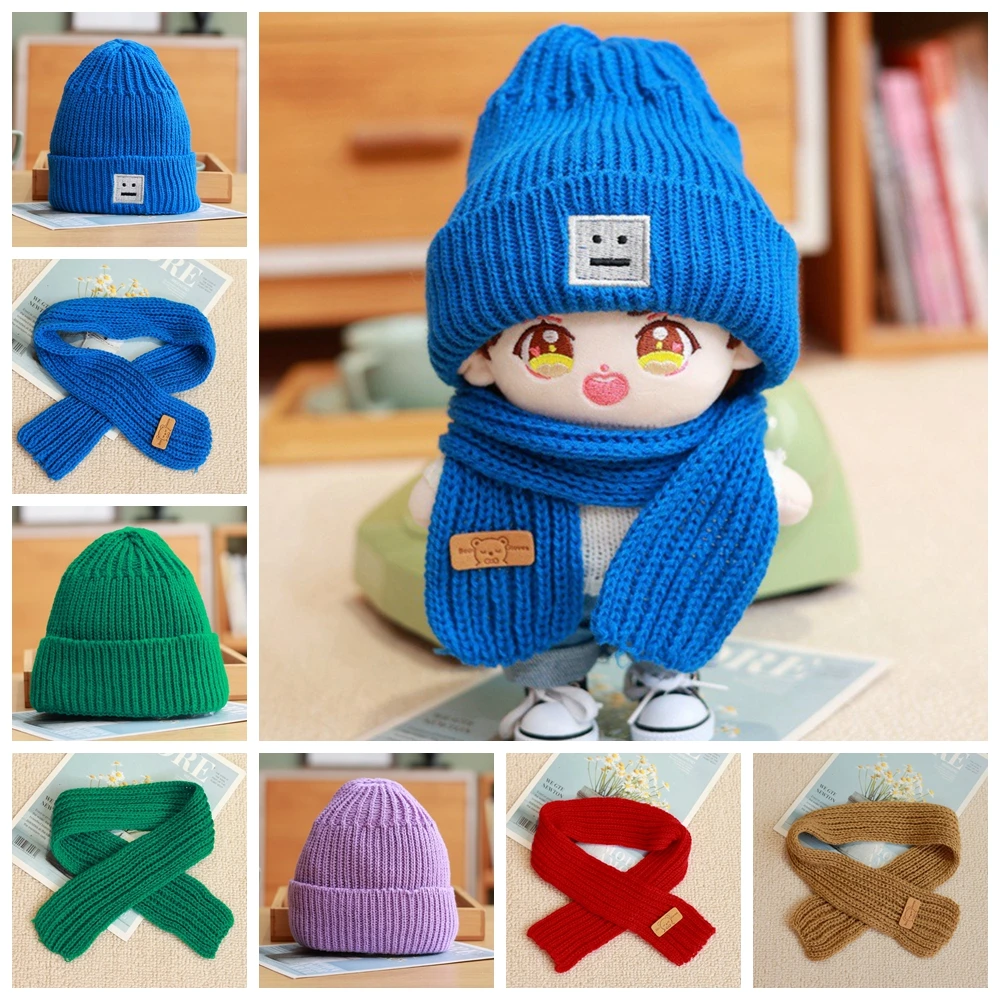 

20cm Plush Doll Accessories Knitted Hat Scarf Body-Shape Doll Dress Up Clothes Birthday Present Replaceable Cloth Toy Idol Doll