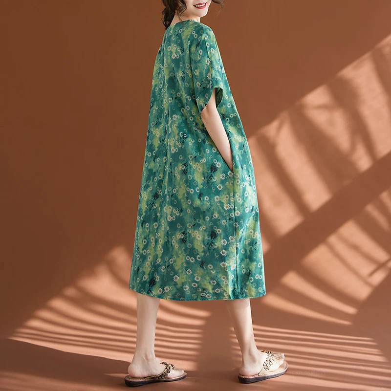 Женское летнее платье Wenaiyi из хлопка и льна