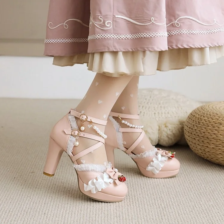 

Beige Heeled Sandals Bow Shoes 2023 Women's Buckle Strap Black New Clear Closed Girls High Low Lace Laces Summer Comfort Rubber