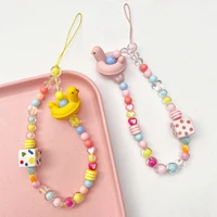 exquisite swimming ring cartoon duck square geometry beaded animal series bracelet mobile phone chain lanyard accessories female