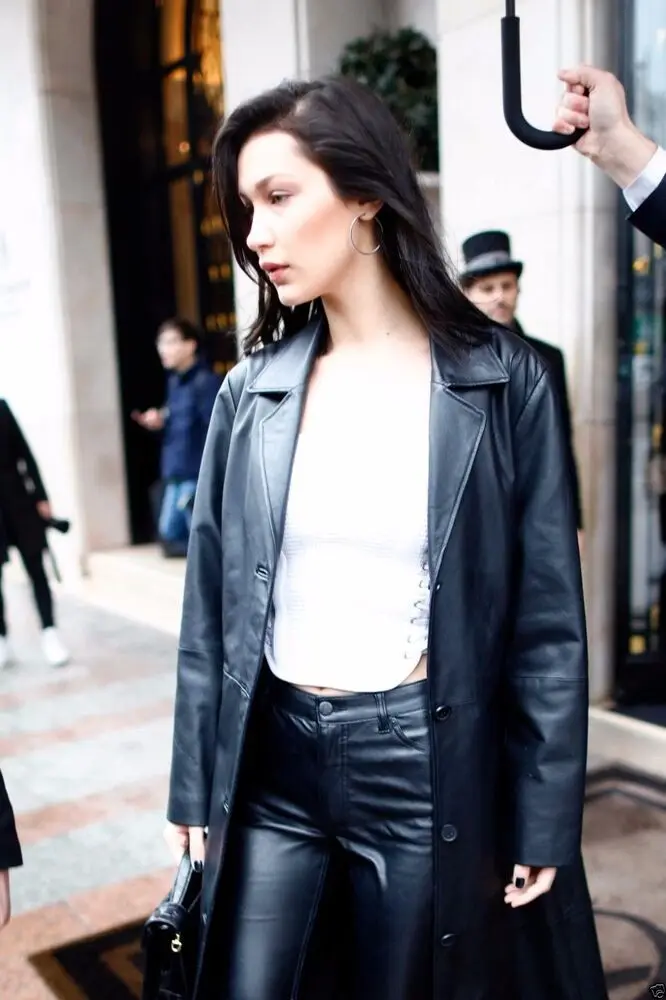 Womens Leather Coat Genuine Leather Casual wear Sexy Long Trench Coat LTC-016