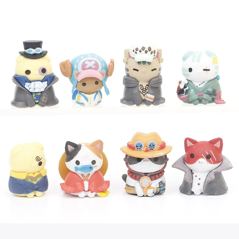 

8pcs/set Anime One Piece Cat Figure Model Toys 4cm