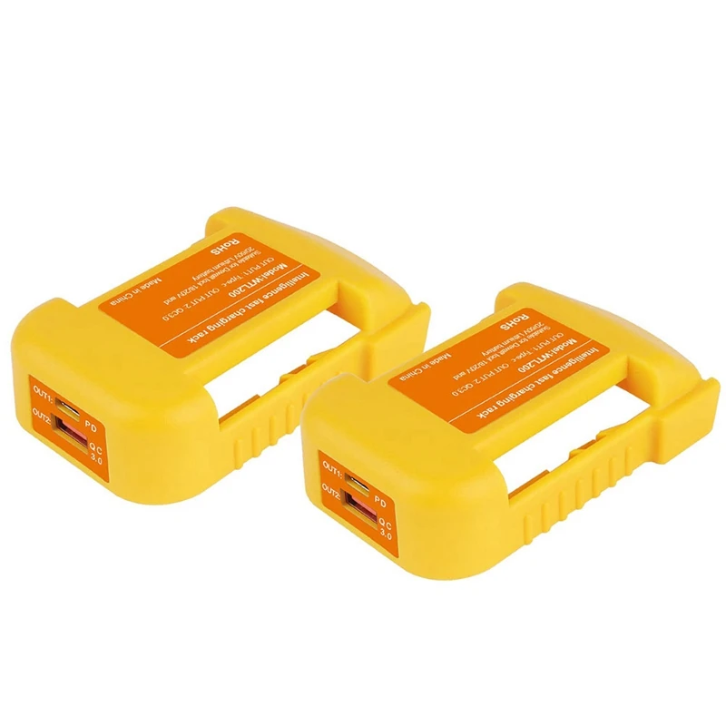 

2 Pack USB Charger Adapter Adapter For Dewalt 20V Battery 2 USB Holder With Type-C Fast Charging