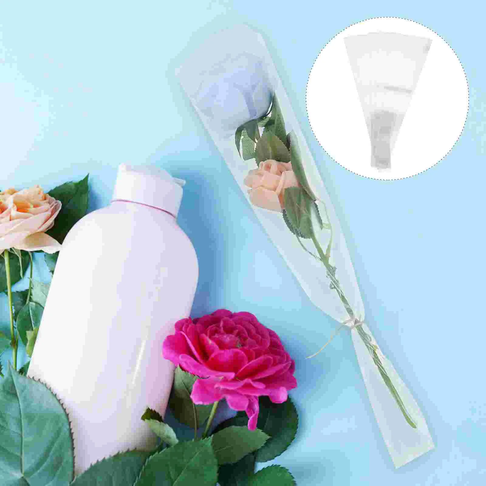 

Paper Wrapping Flower Bouquet Cellophane Wrap Sleeve Gift Single Packaging Roll Florist Floral Rose Clear Holiday Flowers