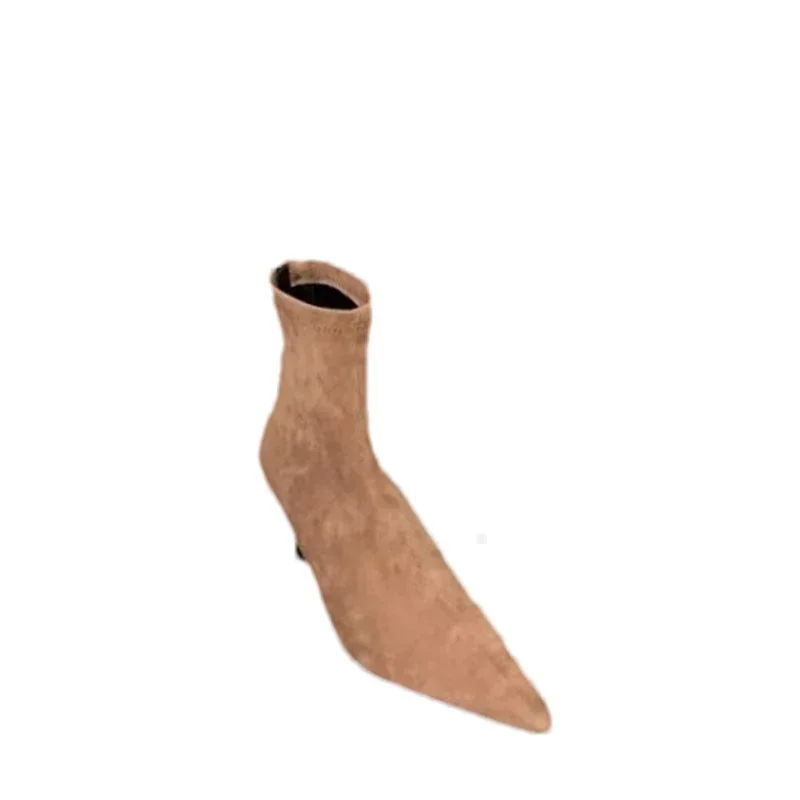 Роскошные женские ботильоны пикантные осенние новые замшевые туфли на каблуке с