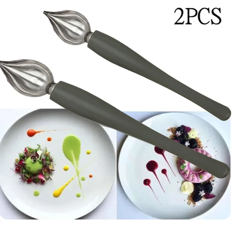 1/2pcs Piping Spoon Cake Cakes Culinary Spoons Dessert DIY Coffee Chocolates Drawing Chef Pencils Saucier Drizzle Set Draw Tool