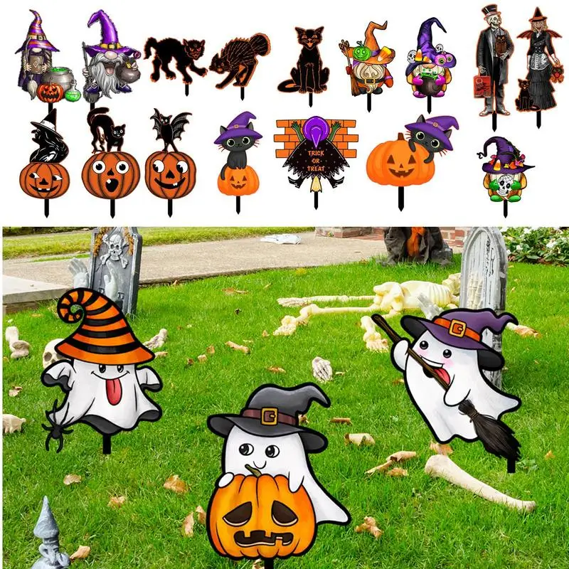 

Halloween Garden Stakes 2D Acrylic Double-Sided Printed Ghost Sign Halloween Party Favors Outdoor Props For Pathway Farmhouse