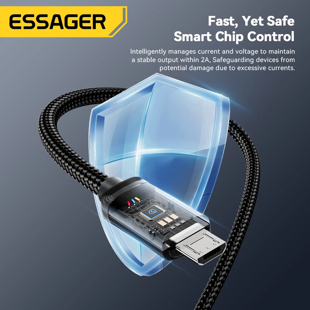 Кабель зарядный Essager 2 в 1 USB Type-C с поддержкой быстрой зарядки