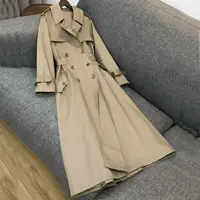 Khaki windbreaker women's 2022 spring and autumn new mid-length over-the-knee temperament popular double-breasted coat parka
