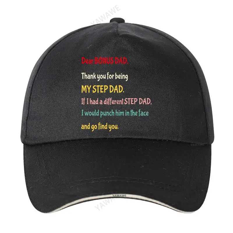 

cotton unisex Adjustable Baseball Cap Dear Bonus Dad Thanks For Being My Step Dad Black Man Women Summer Hat drop shipping