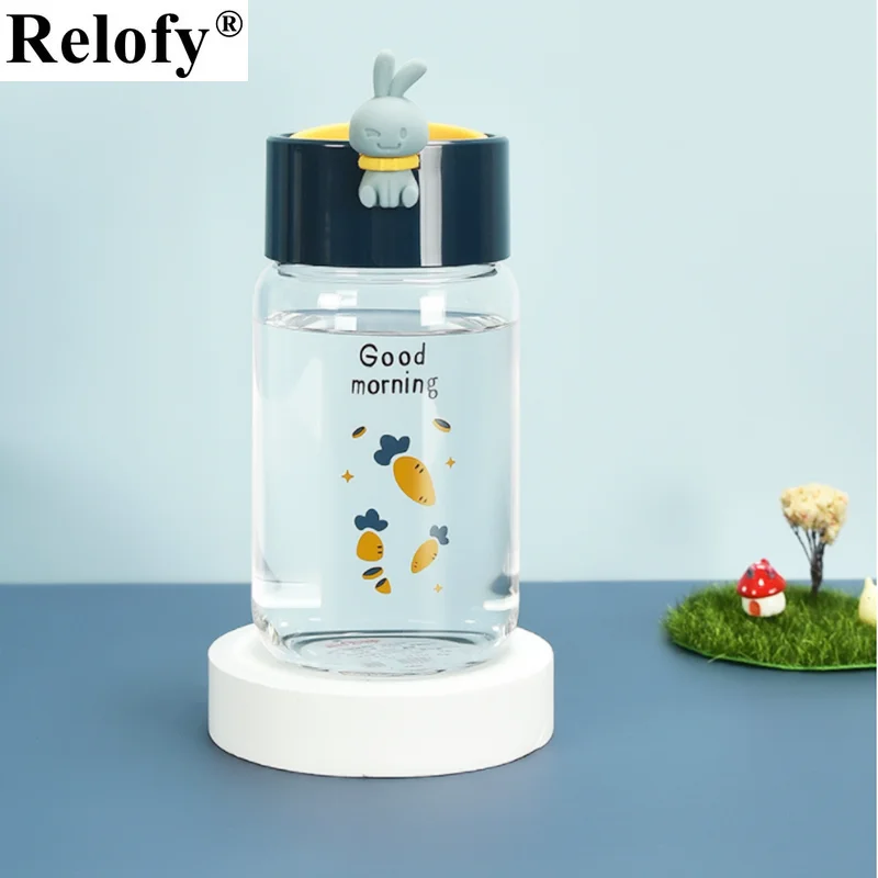 

340ml Portable Glass Water Bottle with Lid Cute Outdoor Direct Drinking Sport Water Bottle Bike Climbing Leakproof Drinkware