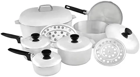

Heavy Duty 8-Piece Cast Aluminum Cajun Cookware Set, Silver